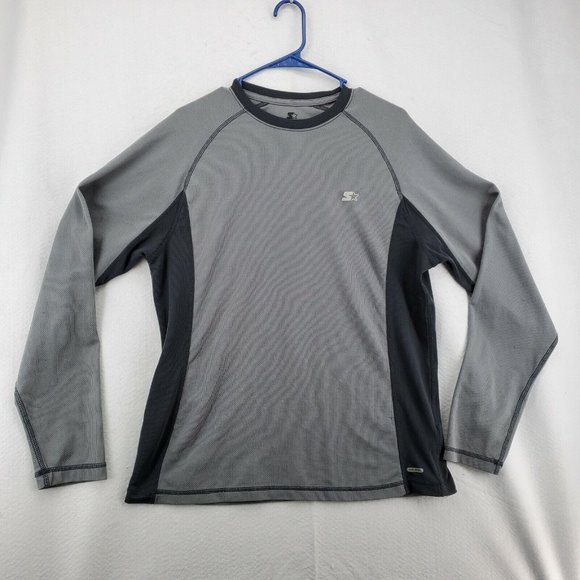 Starter Dri-Star Shirt Men's Long Sleeve Crew Neck Pullover Gray Large - Picture 2 of 12